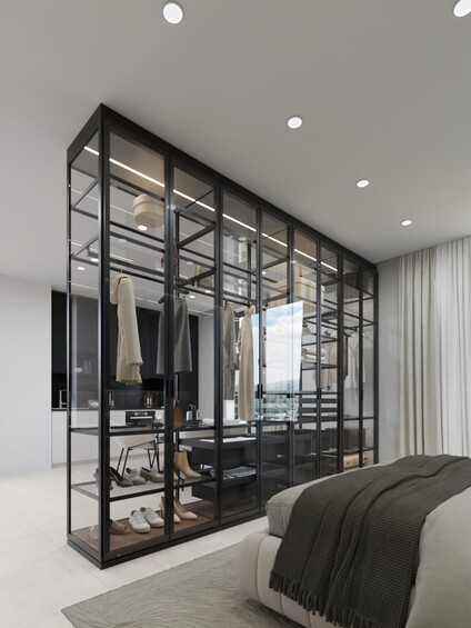 Luminar: ložnice s vlastní skleněnou galerií místo skříně. Ráno …