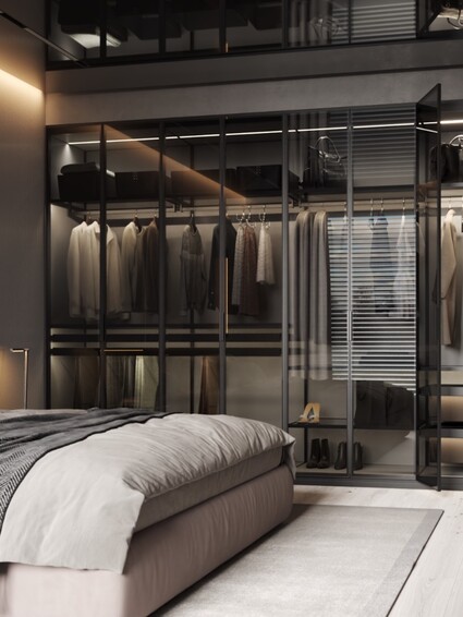 Luminar: ložnice, kde skříň zmizí a zůstane skleněná galerie. Ráno …